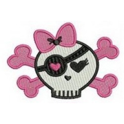 Stickmuster - Skull Princess Schleife voll